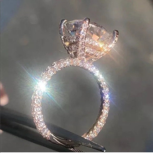 New 925 Sterling Silver Champagne Princess Cut Sol - Picture 5 of 5